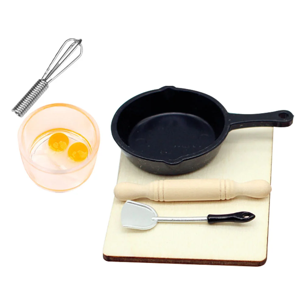 

7 Pcs Miniature Kitchenware Set Realistic Dollhouse Accessories Simulation Baking Tools Wooden Cookware Scene Decor naments ABS