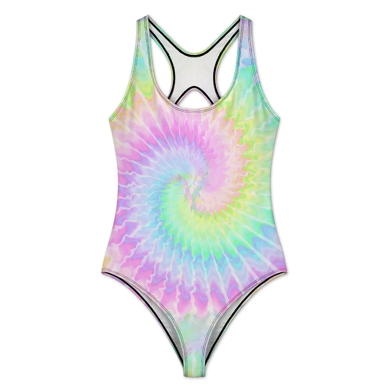 Festival Tie Dye Swimsuit Rainbow Print One Piece Swimwear Push Up Novelty Bathing Suits Sexy Vacation Pattern Beach Outfits