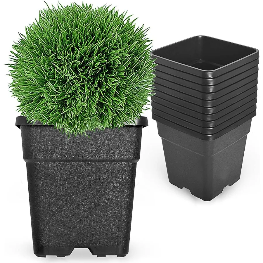 

10Pack 1 Gallon Square Planter Nursery Pots Flower Plant Container Injection Molded Plastic Nursery Pots Gardening for Indoor O