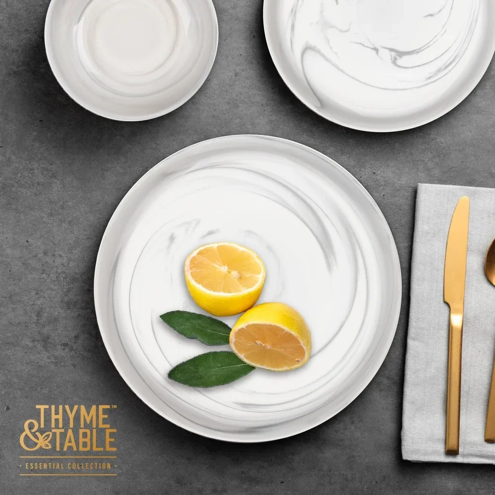 2 حزمة الميكروويف غسالة صحون فرن آمنة الحجري أطباق عشاء رمادي الرخام أدوات المائدة المستديرة أواني المطبخ الطعام مجموعة