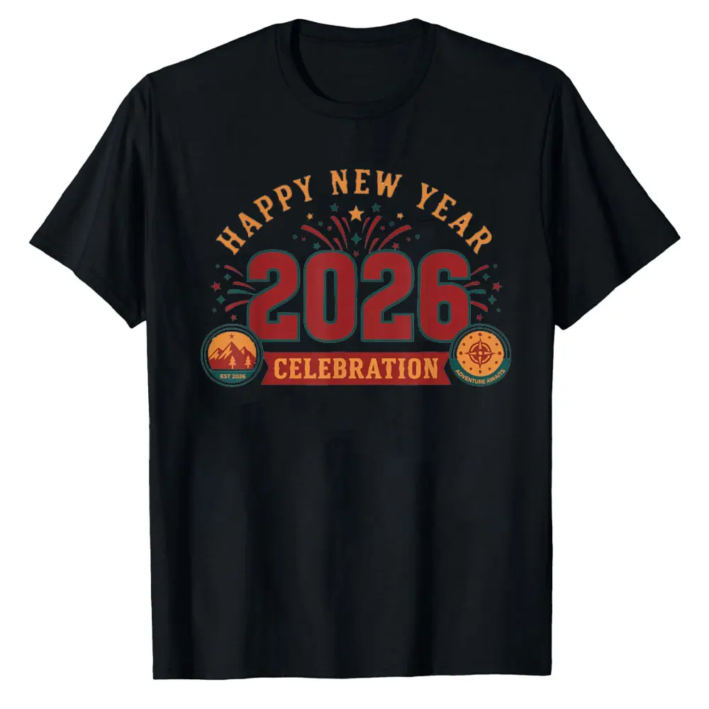 Bonne Hello 2026 Horse Et  Aventure Vous Happy Lunar New Year Attendent Adult T-Shirt High Quality Cotton Printed T-shirt Tops