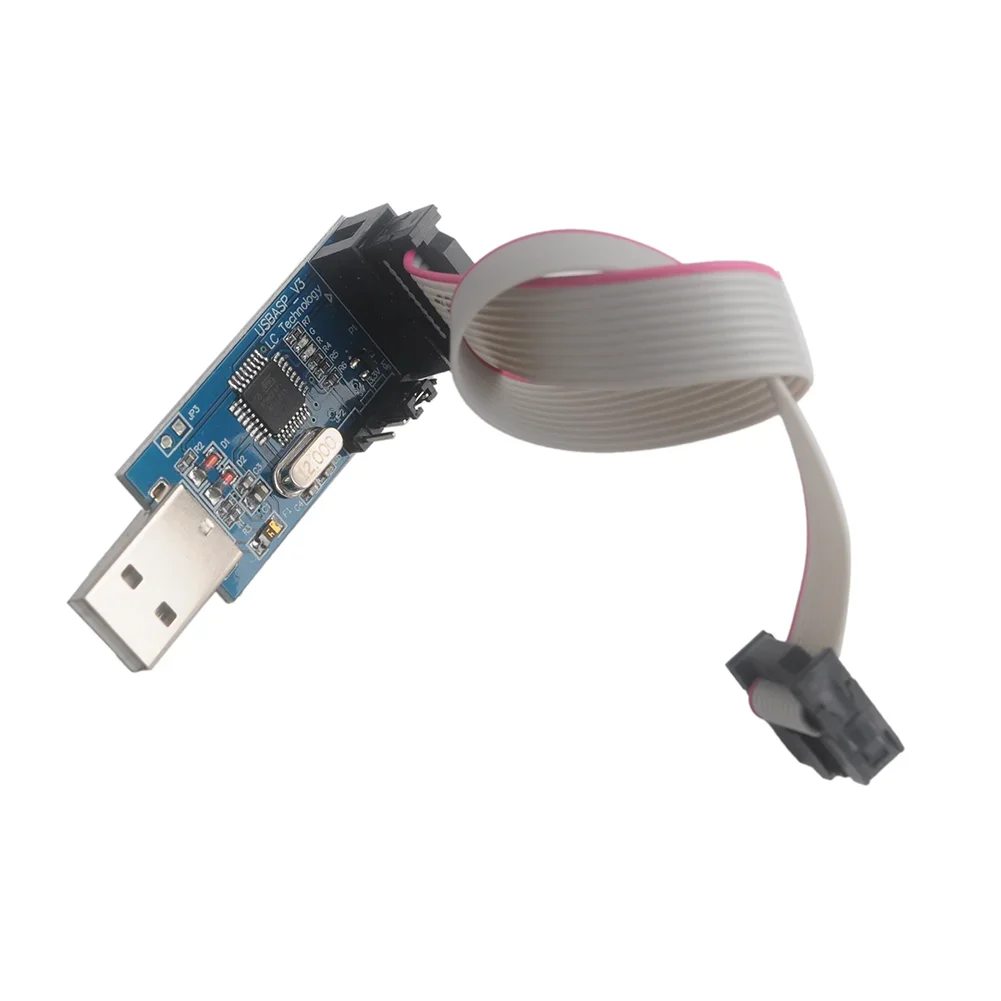 USBASP V3 AVR Programmer USB ISP Downloader for 51 AVR MCU with 10PIN to 6PIN Adapter Board Compatible with STK500 Protocol