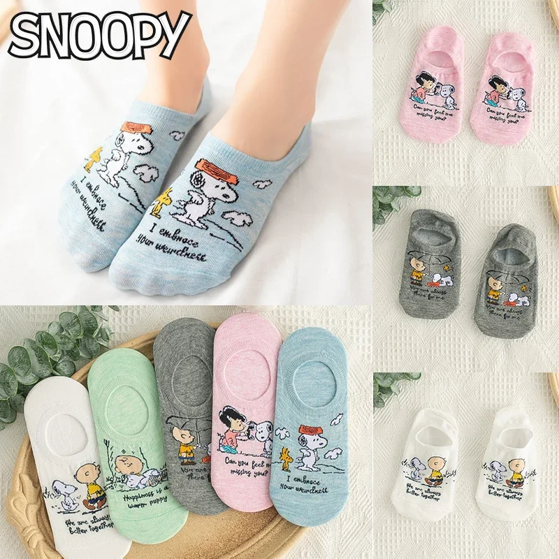 Snoopy Summer Ankle Socks Women Cartoon Soft Cotton Casual Cute Funny Silica Gel Invisible Ankle Socks Short Japanese Socks New