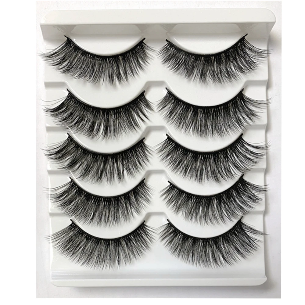 Faux Cils 3D en Vison, Bande Souple, Super Naturels, Doux, pour le Maquillage, 5 Paires