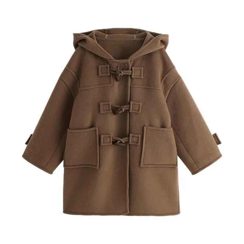 Girls Woolen Coat Overcoat Jacket Windbreak 2024 Lovable Warm Plus Thicken Autumn Winter Cotton School Children\'s Clothing