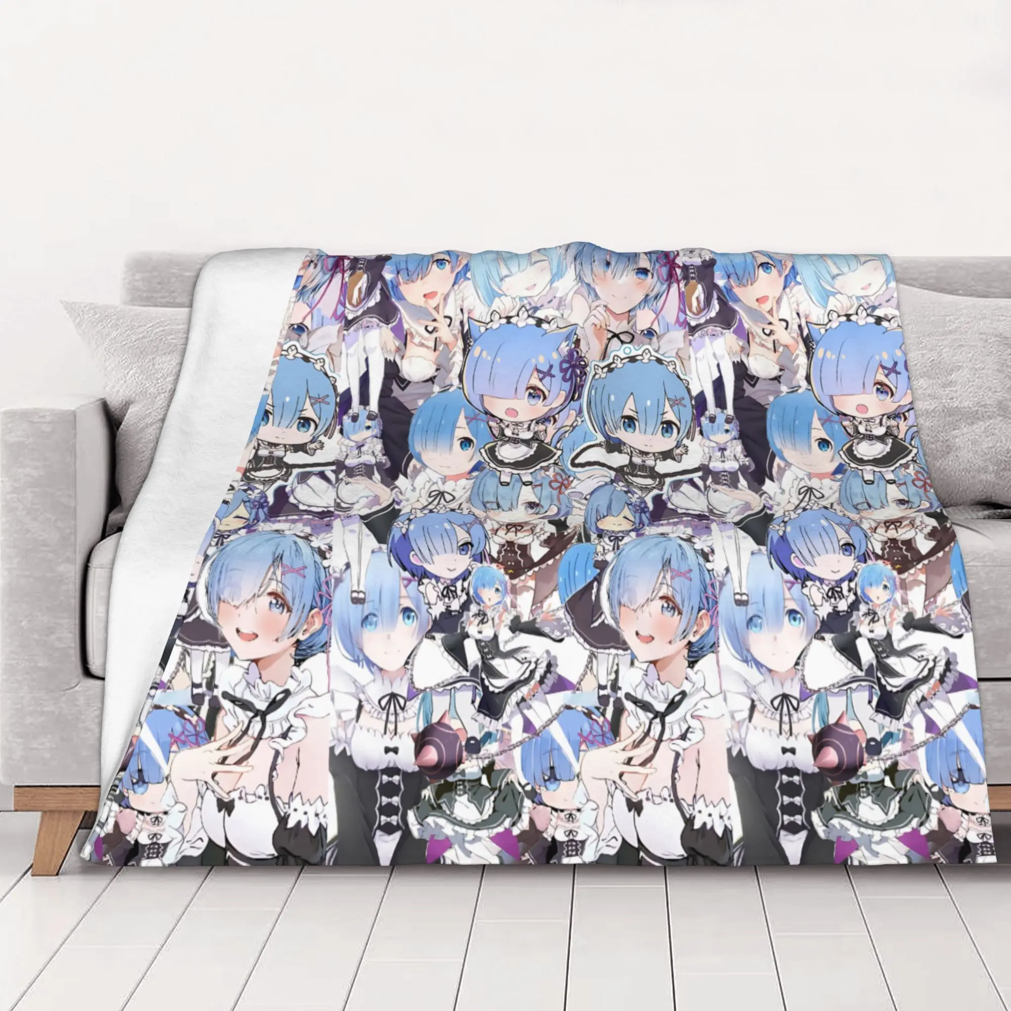 1PC home Cute Room Decor Cute Re ZERO Anime Rem Blanket Throw Blanket  Novelty Warm Blanket All Season