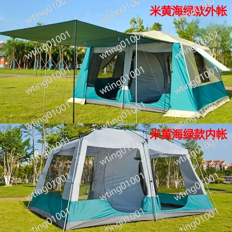 for Outdoor Large 2 Room 1 Living Room Tent 5-8 Person Rainproof Family Camping Shelter Self-Driving Tour Multi-Person