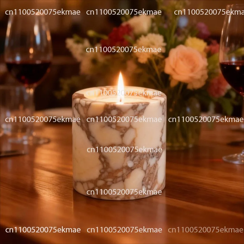 Natural Marble Round Candlestick Living Room Dining Room, Candlestick