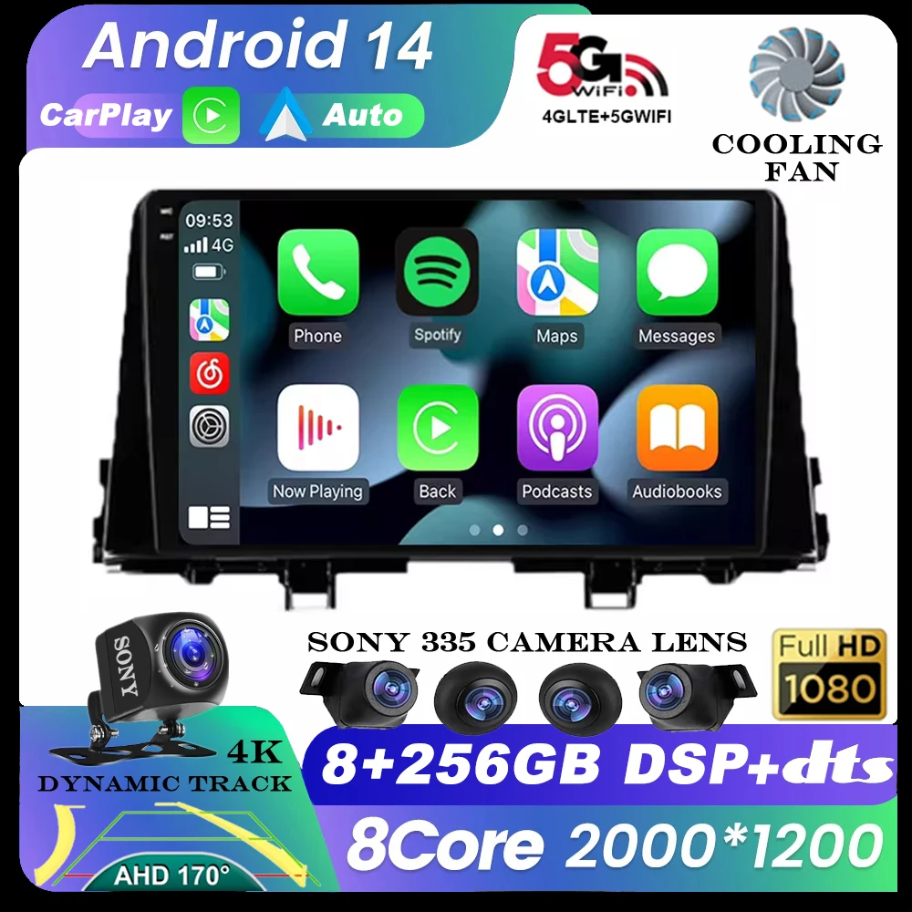 Android 14 For KIA PICANTO Morning 2017 - 2020 Car Radio Wireless Carplay Auto Multimedia Video Player Navi GPS QLED 4G WIFI SWC 