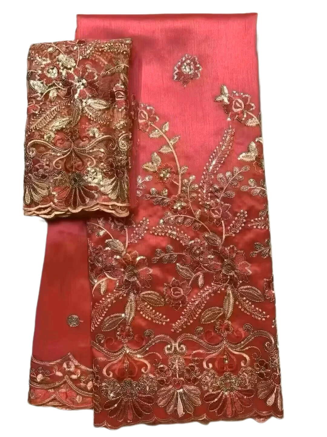 Hot Sequins George Lace 2026 High Quality Indian George Lace Fabric With French Net Lace Fabric Blouse For Wedding Dress 5+2Yard