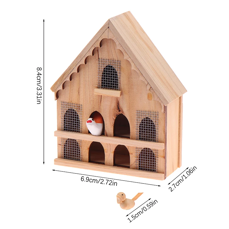 1/12 Miniaturowy domek dla ptaków do domku dla lalek, model domeka dla lalek, dekoracja do bajkowego ogrodu, akcesoria do domku dla lalek, ozdoba do mikro-scen