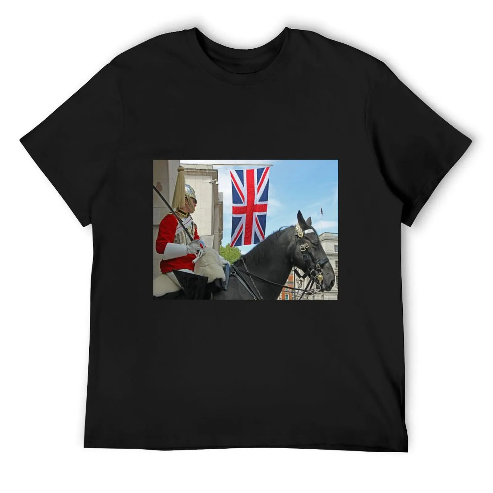 

VE day 70 Years On - The Household Cavalry - Horse Guards - London T-Shirt blue lock men clothings