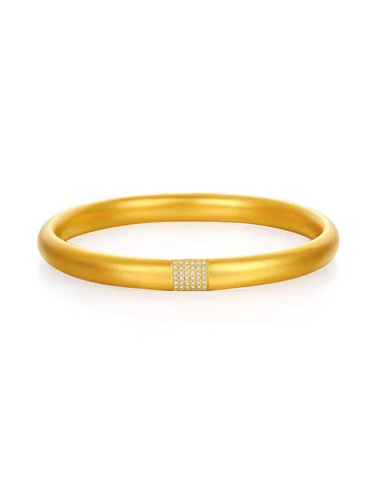 9999 real gold 24K yellow gold Fugui perfect bracelet Seiko ancient method inheritance row drill solid bracelet