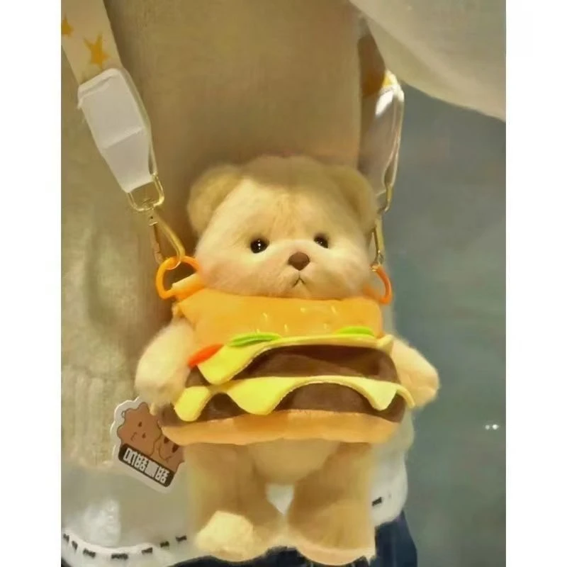 Gifts Detachable Hamburger Bear Small Shoulder Bag Ins Pacha Dog Plush Doll Messenger Bag Girls Coin Purse Little Bear Backpack