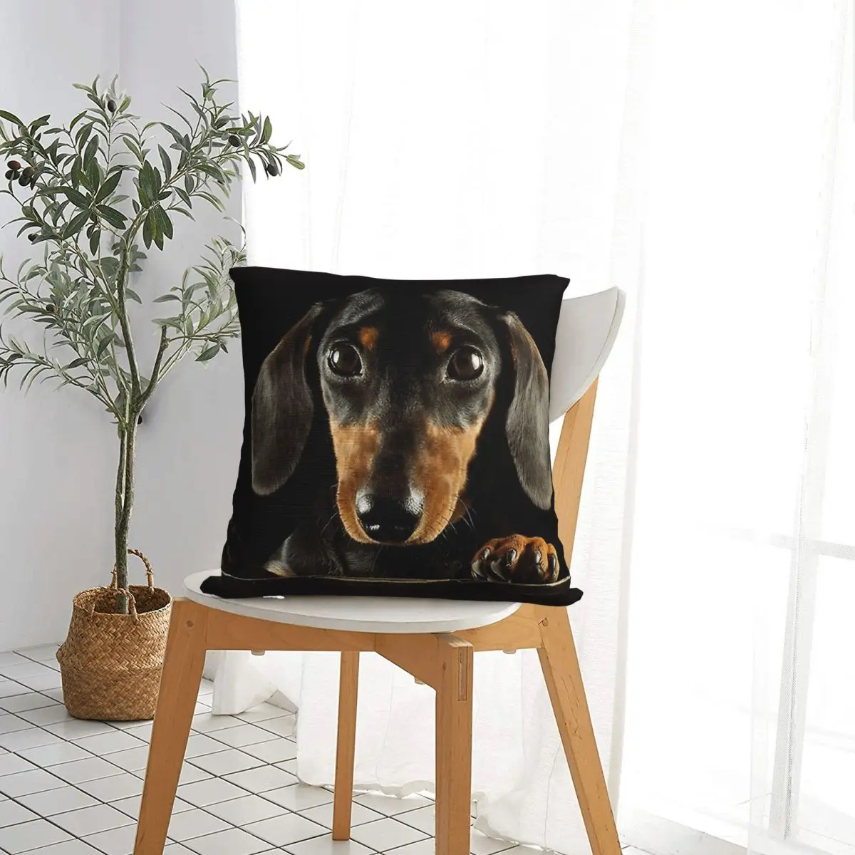 Dachshund Dog Wiener Sausage Doxie Pillowcase Polyester Cushion Cover Gift Throw Pillow Case Cover Bedroom Square 18'