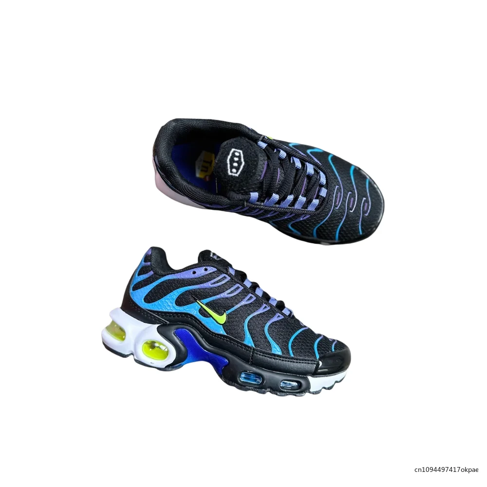 

Nike Air Max Plus Tn Kids Black Blue Purple Breathable Anti-slip Abrasion Resistant Cushioning Retro Sports Running Shoes 8168-9