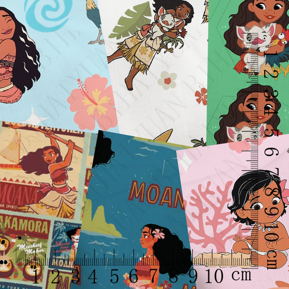 New movie baby Moana Anime peripherals Fabric 45*140cm DIY Sewing Patchwork Quilting Baby Dress Printed Fabric Sewing Kids