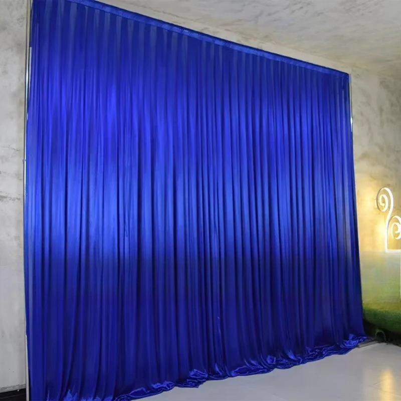 Royal Blue Colour Romance Wedding Decoration Drapes Backdrop Curtain Ice Silk Stage Event Birthday Party Hotel Panels Holiday