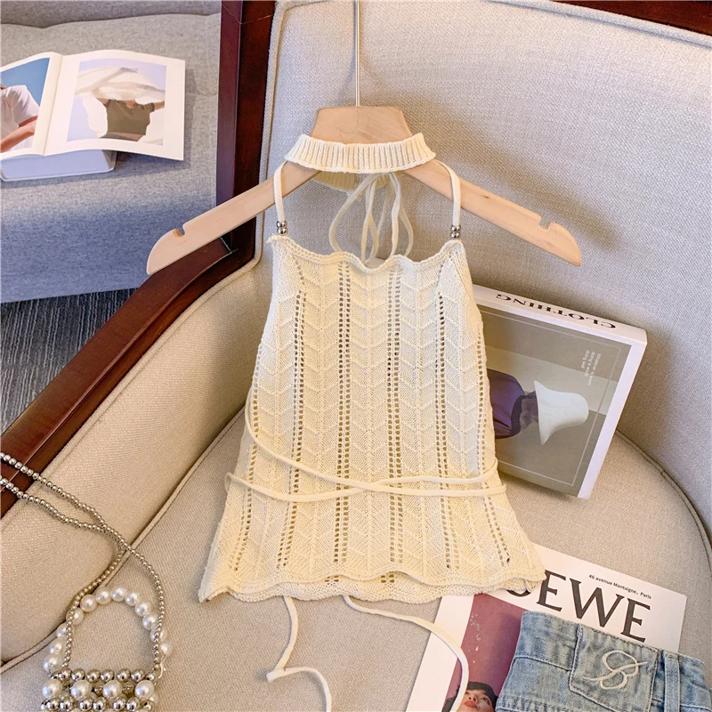 Sweet And Spicy Design Strapl Ne Hanging Tank Top Women Summer Outdoor Sexy Hollow out ort Svel irt