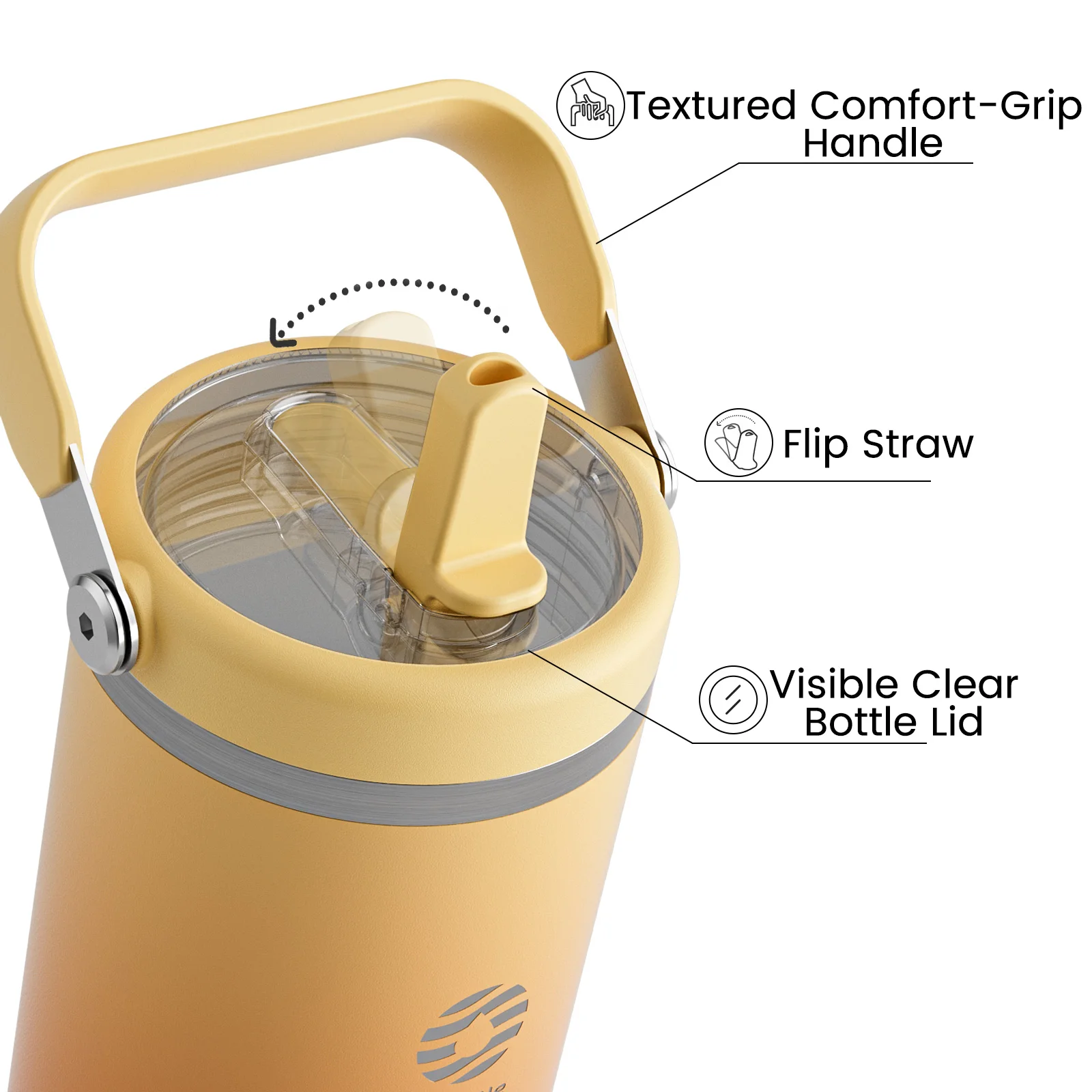 Fjbottle Vacuum Tumbler with Straw Lid，1200ml Stainless Steel Coffee Cup with Handle，Travel Mug Vacuum Flask Car Water Bottle