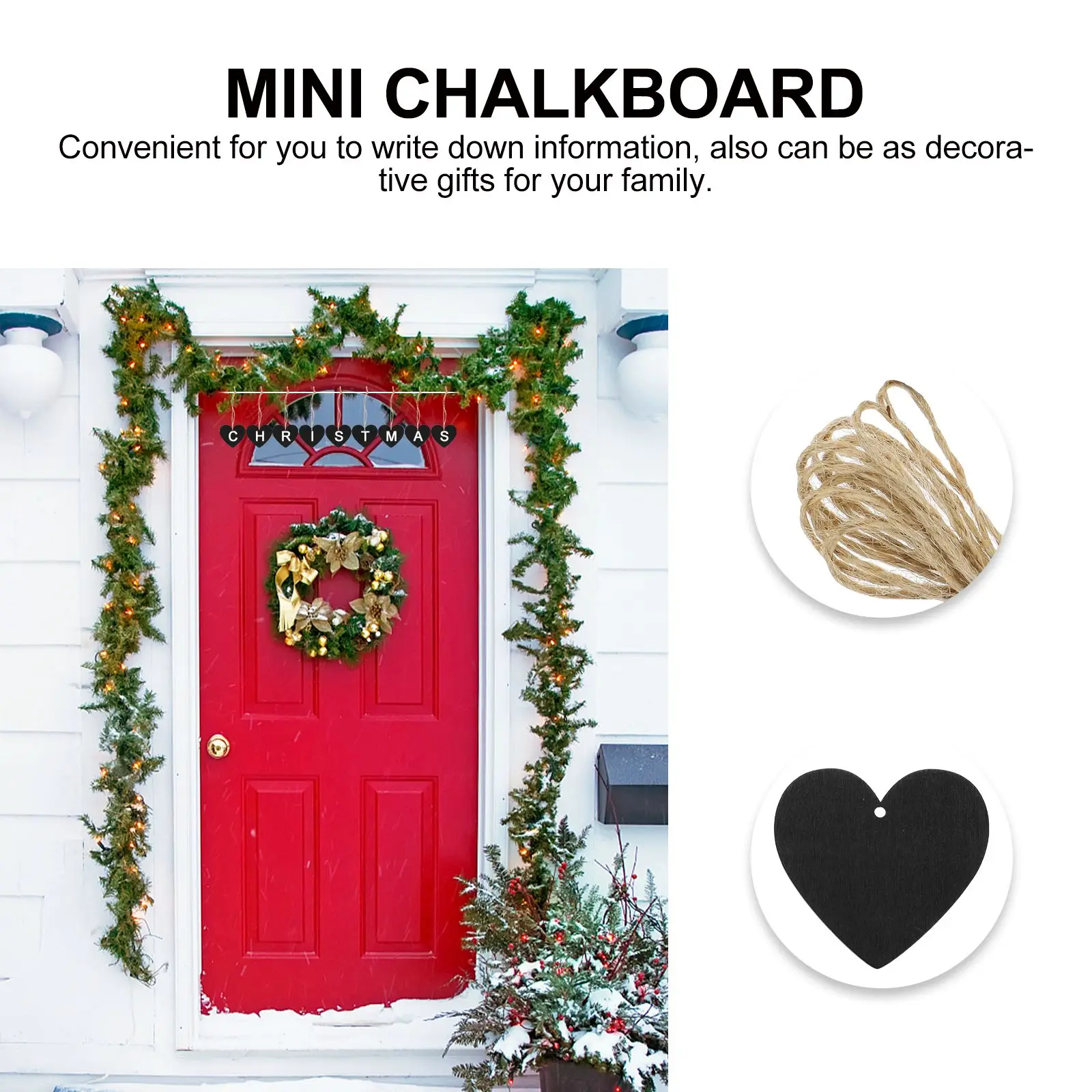 

100 Pcs Double Sided Blackboard Pendant Mini Wooden Hanging Chalkboard Labels Reusable Creative Gifts Christmas Decor