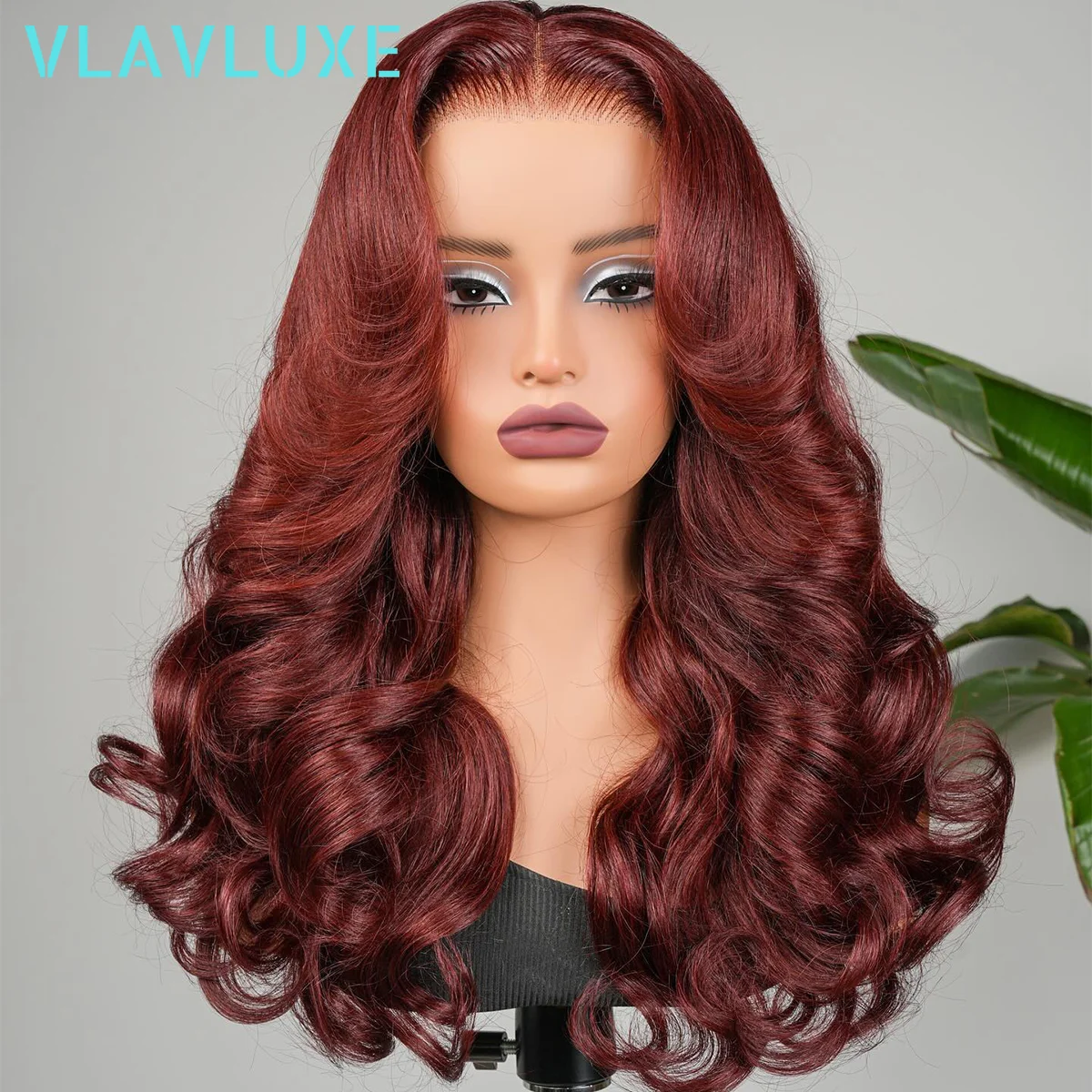 

400% Density Reddish Body Wave Human Hair Wigs Glueless 360 HD Transparent Lace Frontal Wigs 99j Colored 36 Inches Vlavluxe Wigs