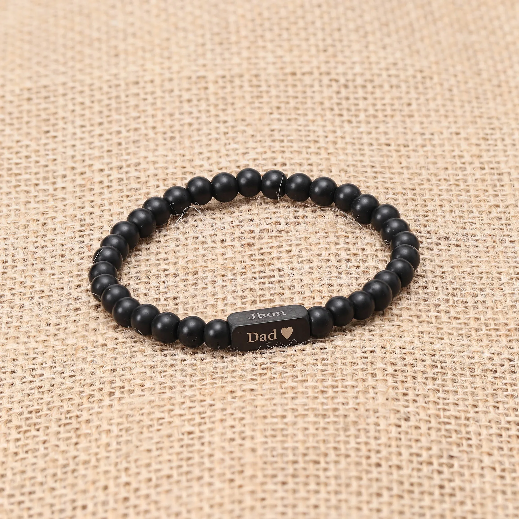 قطعة واحدة، سوار رجالي مخصص بأسماء هدية مثالية لعيد الميلاد للزوج والجد، سوار من الخرز للرجال