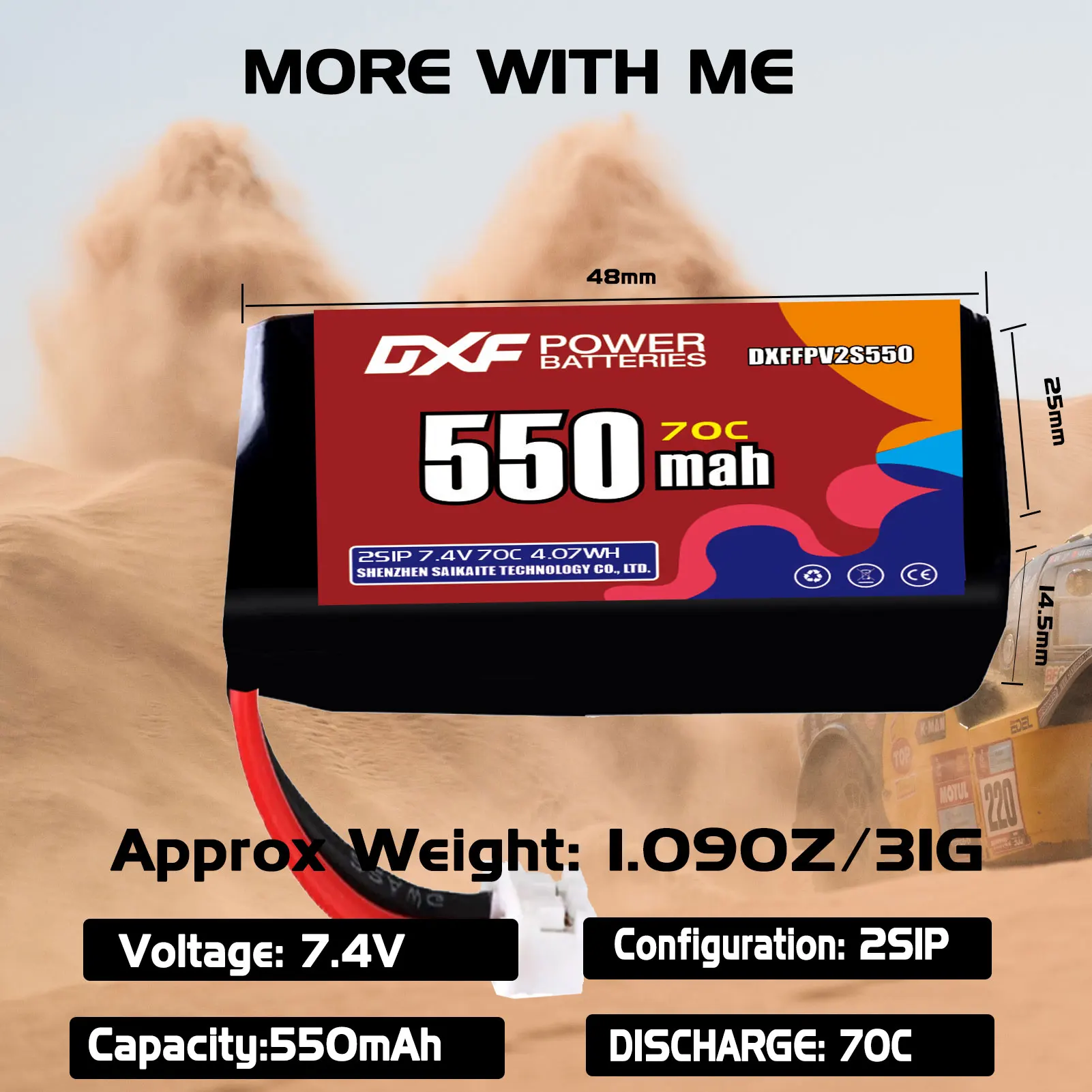 Batteria DXF Lipo 2S 7.4V 650mAh 550mAh 7.6V 350mAh 70C con spina XT30 XT60 JST per FPV Elicottero Aereo Quadcopter Drone