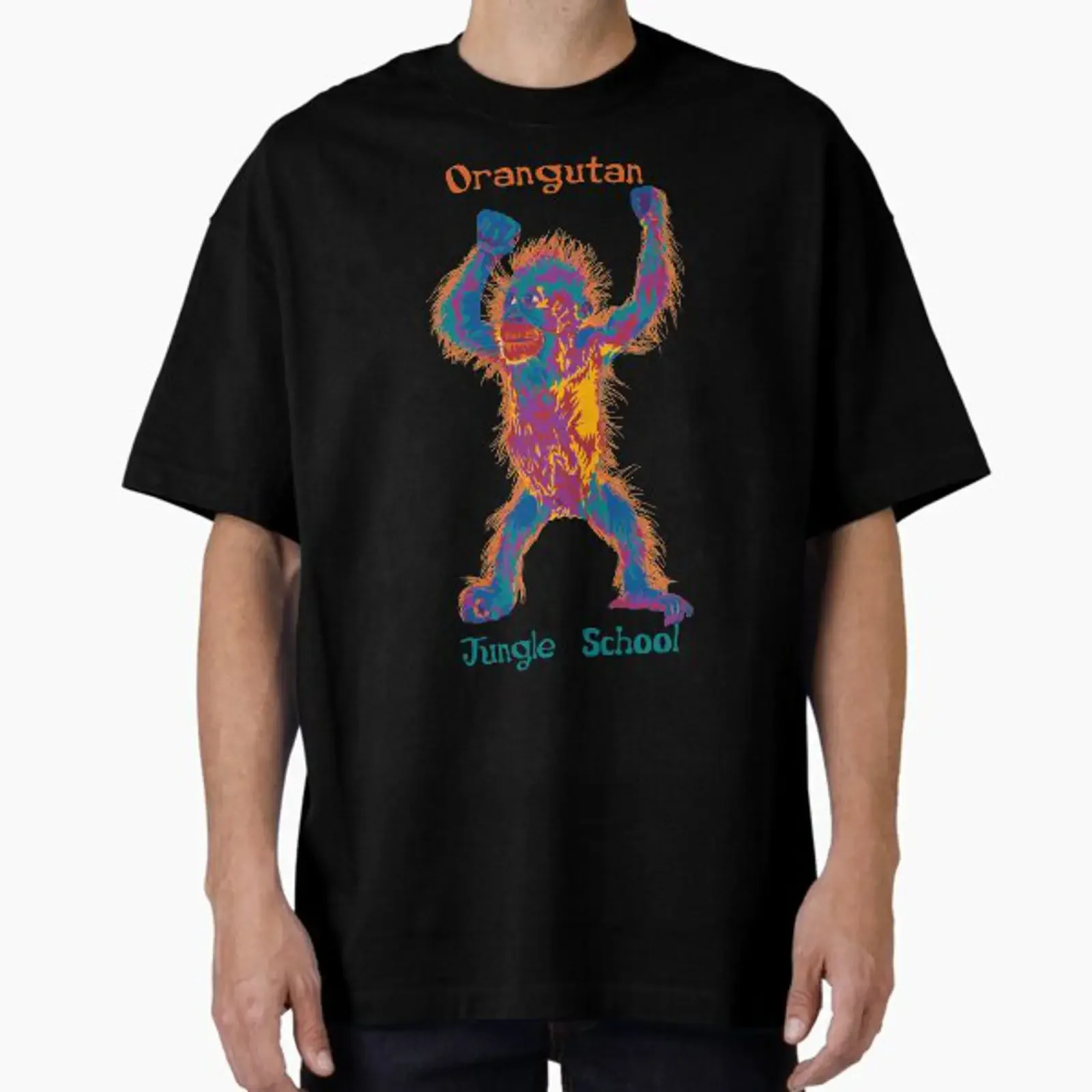 Orangutan Jungle School designed and sold by Unhinged Heather vintage Washed Stretched graphic fashion Casual Comfortable