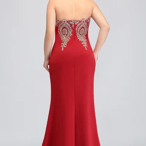 Babyonline Elegant Lady Dresses of Honor Maxi Floor Dresses Mermaid Gold Appques Dear illusion Wedding Guest Gown 10 Main Sales Dress Bridesmaid Wedding - №8