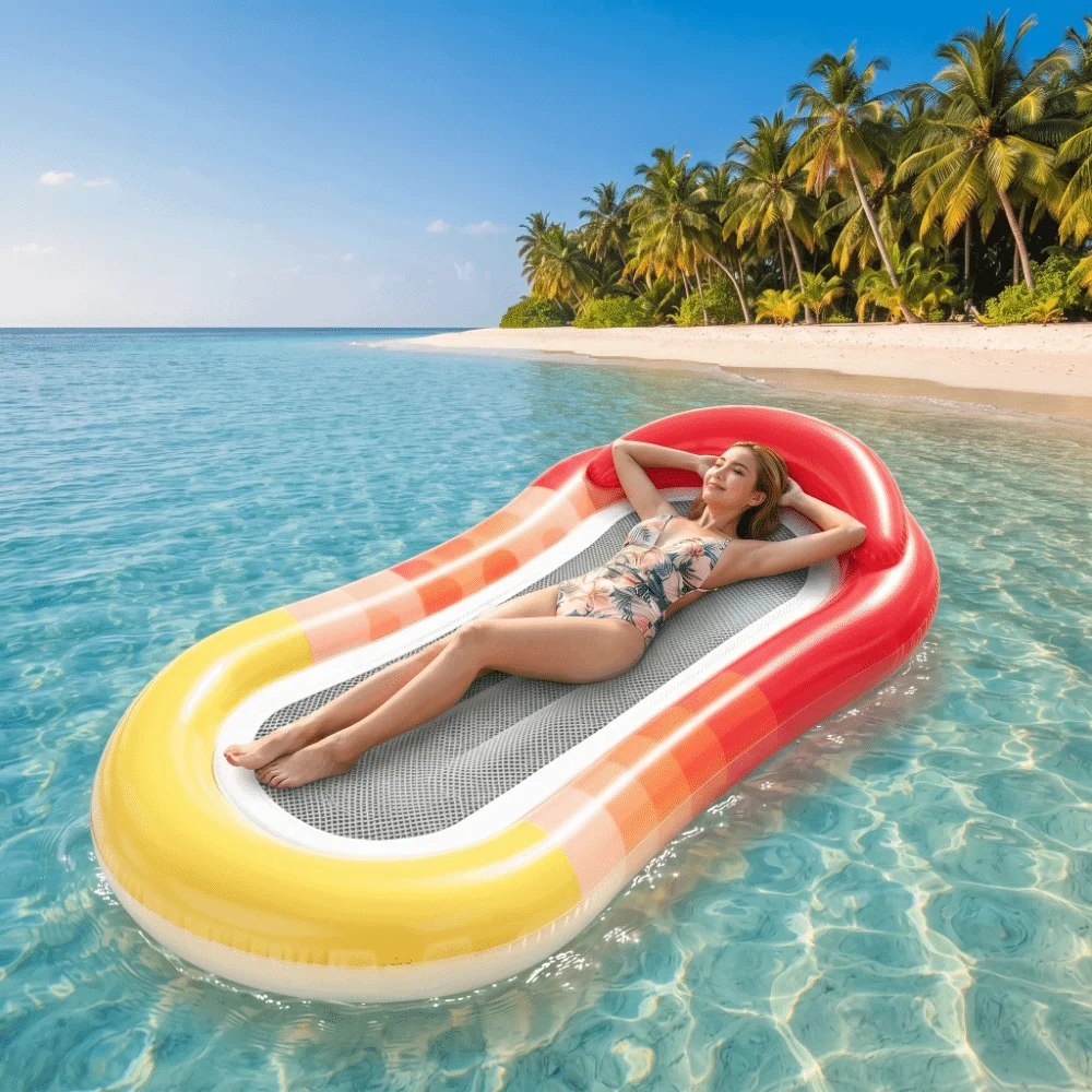 Comfortable Sequined Inflatable Float Mesh Leopard Print Pool Floats Floating Inflatable Inflatable Water Lounger Beach