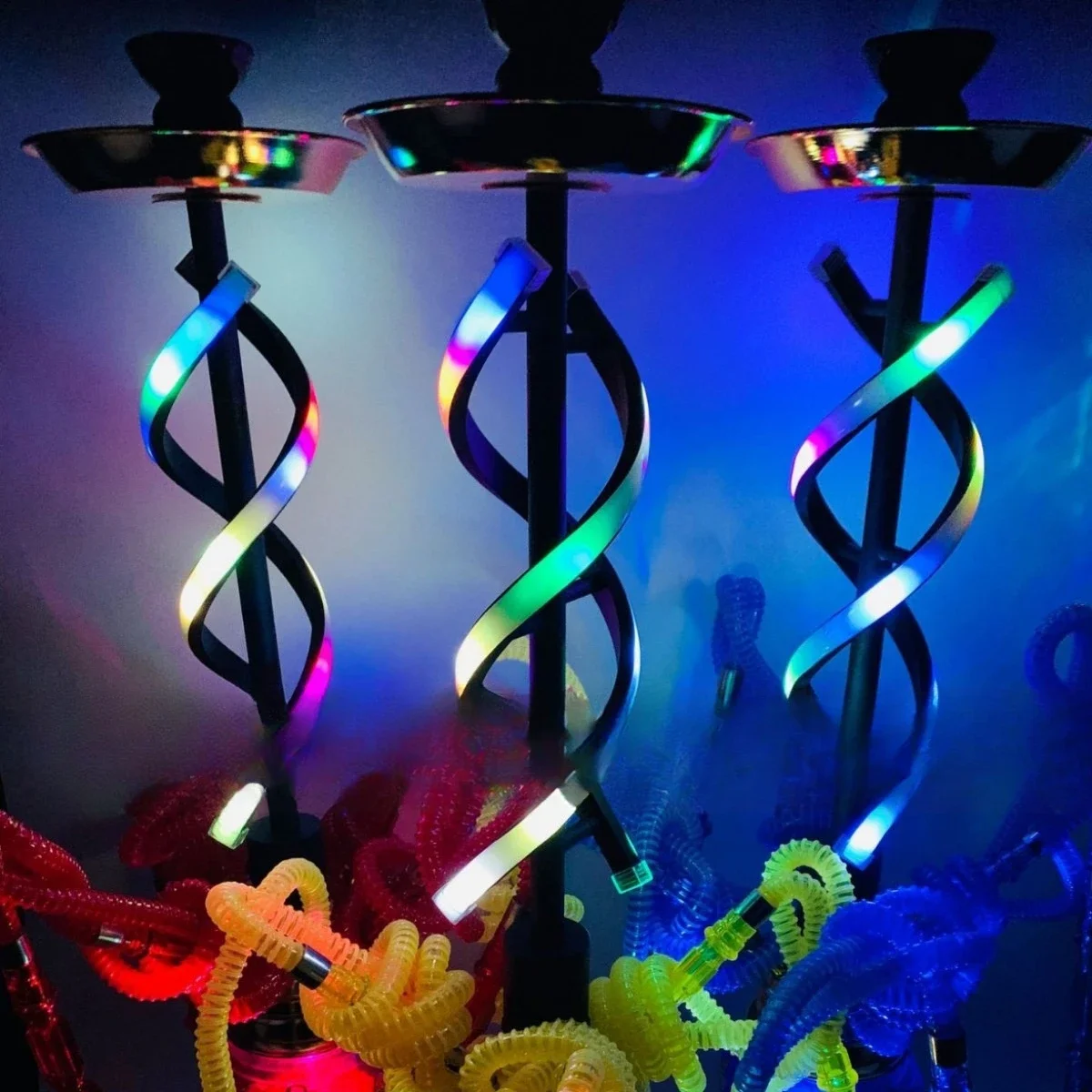 Full set of hookah, four-tube hookah set with light, multi-tube nightclub bar hookah Gatlin