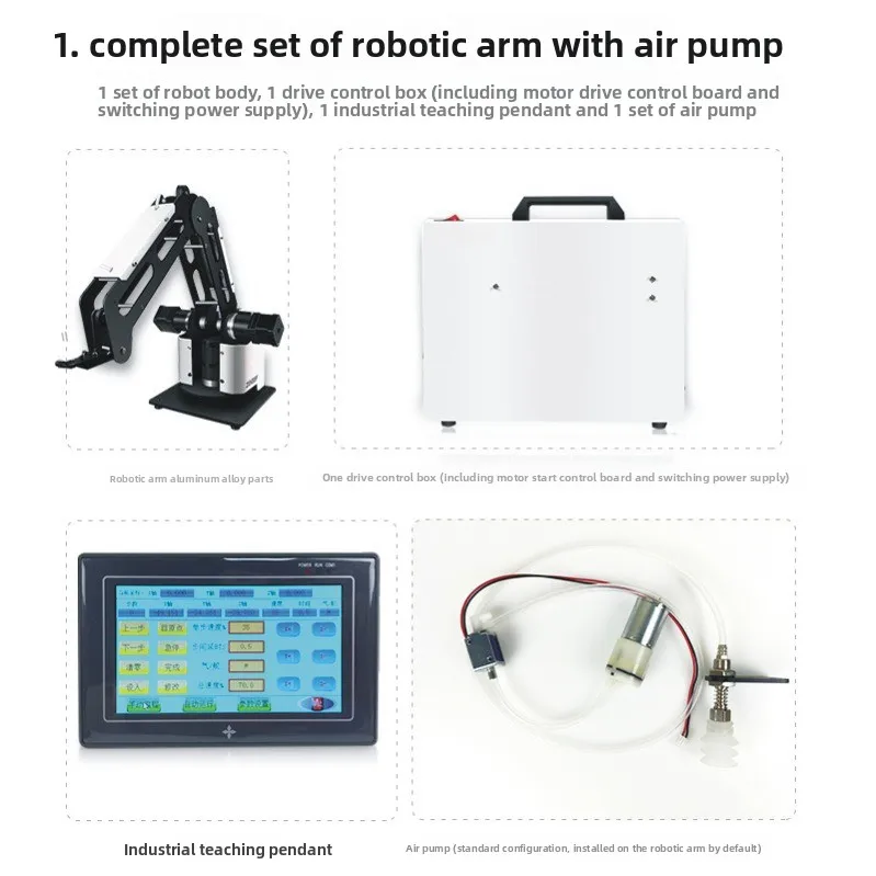 Desktop small three-axis robotic arm PLC open-source control manipulator, teaching device online sorting robot