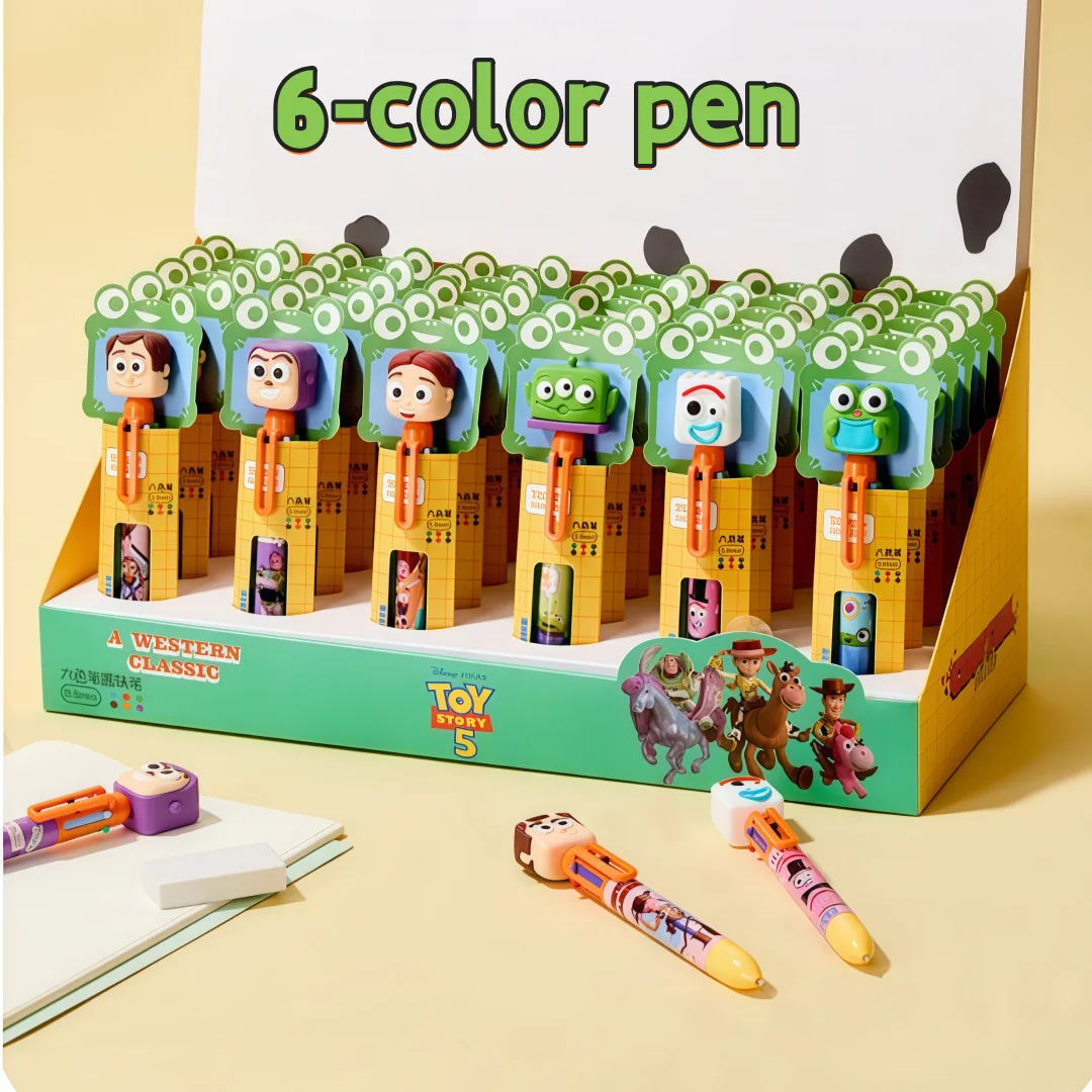 Disney Zootopia 6-Color Shaped Ballpoint Pens Creative Stationery Colorful Journal Pens Oil-Based Marker Pens