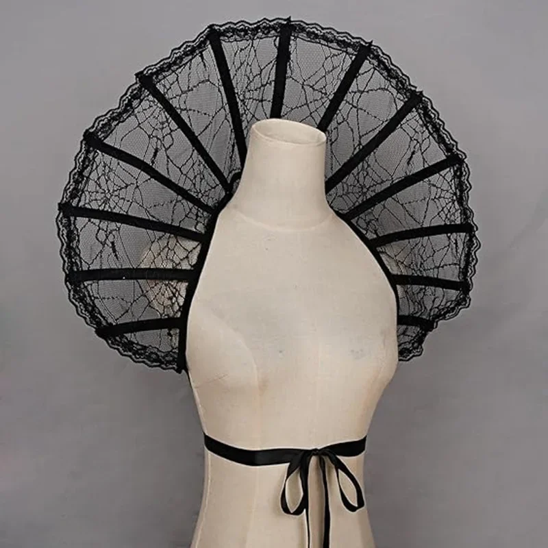 مصاص دماء الساحرة كرنفال حفلة تنكرية فستان ازياء الدعائم المرأة القوطية الدانتيل كيب طوق هالوين تأثيري اكسسوارات