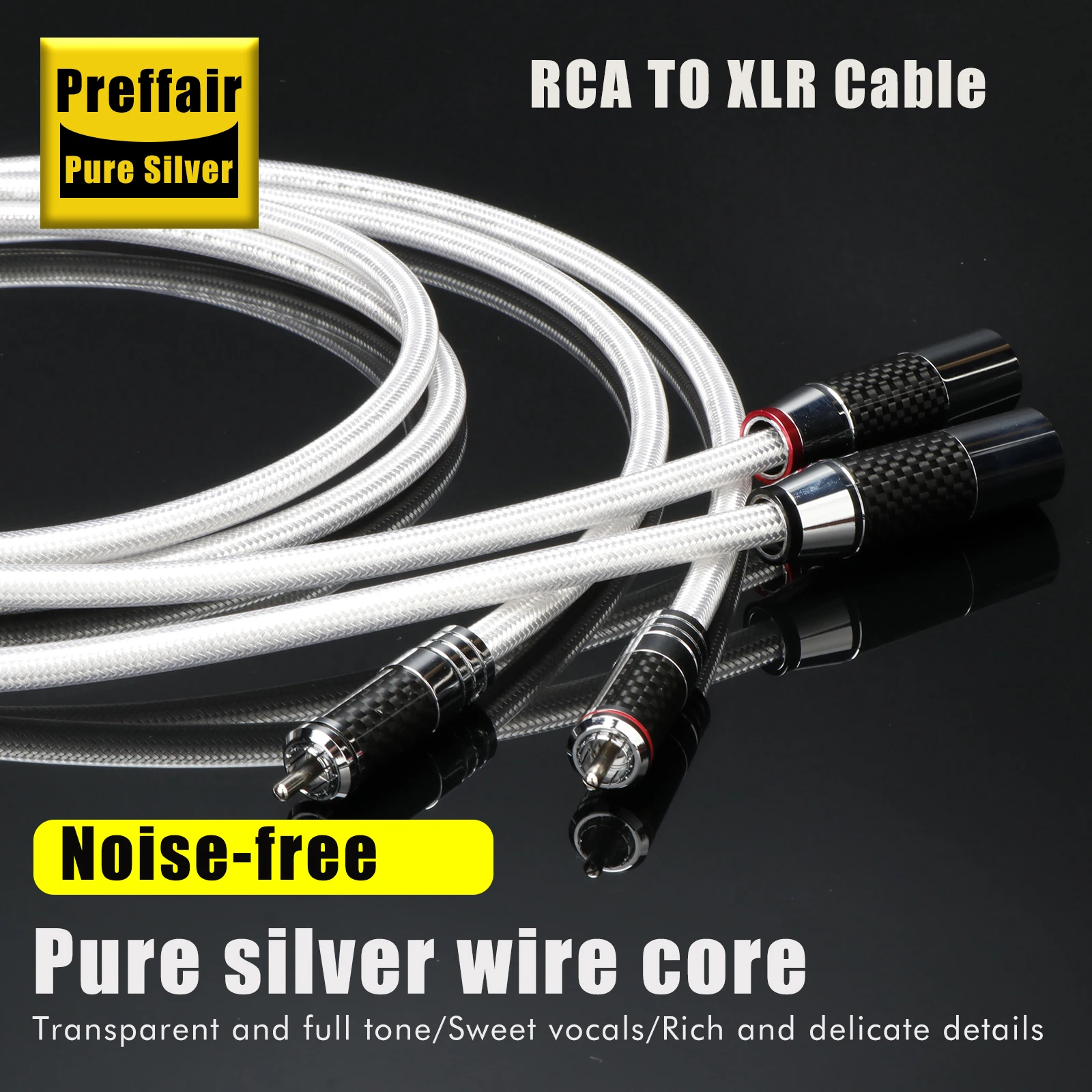 하이파이 XLR 케이블 순은 RCA-XLR 오디오 케이블 탄소섬유 RCA(수)-XLR(수) 로듐 도금 DAC용 커넥터