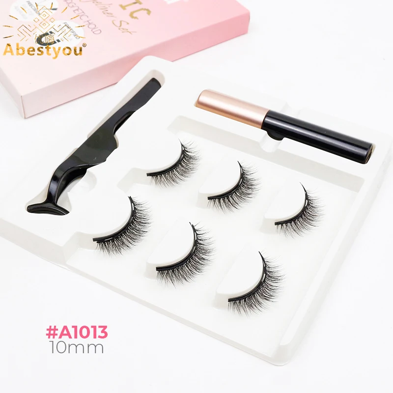 Abestyou 3d 3pair Magnetic Cat Eyes Lash Kit Waterproof Faux Cils Eyeliner Makeup Tool Tweezer Pestanas Magneticas Com Aplicador