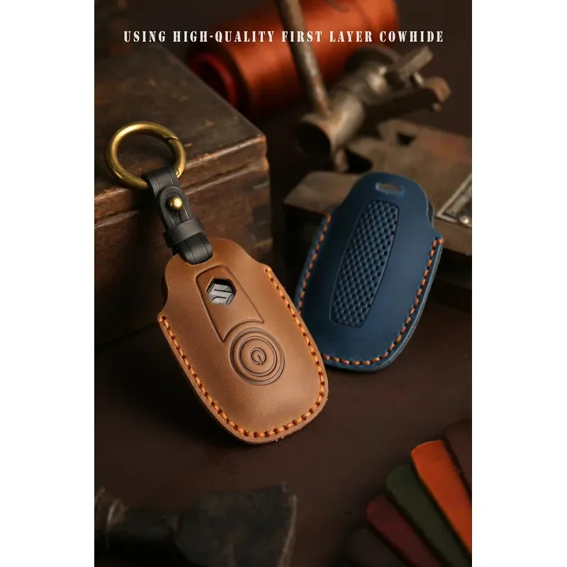 for Suzuki Super Vitara Starter Key Cover Genuine Leather Remote Control Bag Buckle Shell High End Car Key Case for Men Women