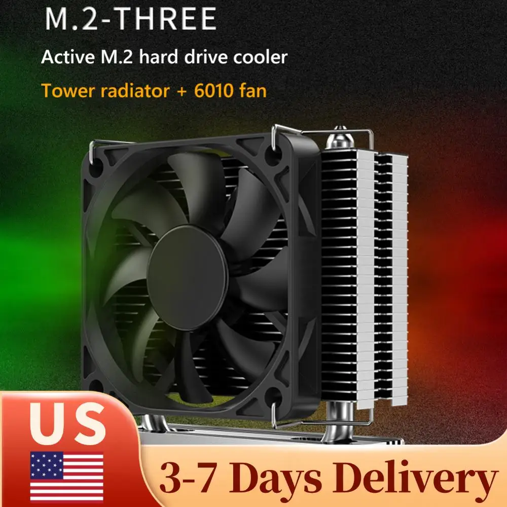 

M.2-THREE M.2 2280 SSD Heatsink Solid State Drive Radiator with 6010 Fan Cooling Thermal Pad Hard Disk Heat Sink for Desktop PC
