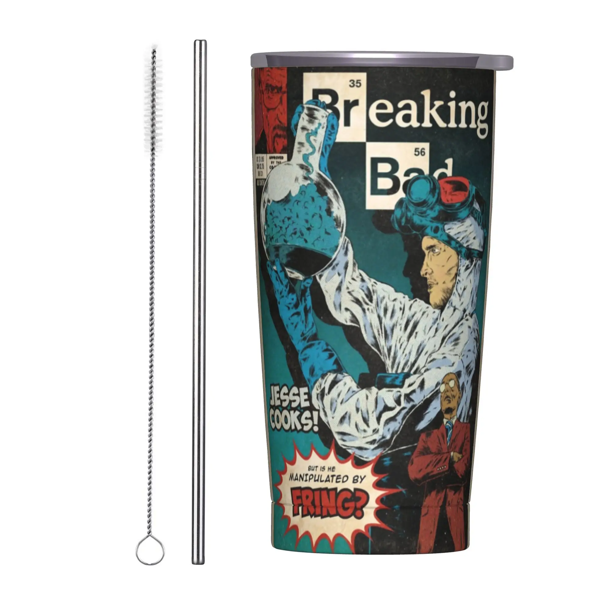 Breaking Bad Vintage Tumbler Vacuum Insulated Better Call Saul Coffee Cups Vacuum Flask Smoothie Tea Mug Water Bottle, 20oz