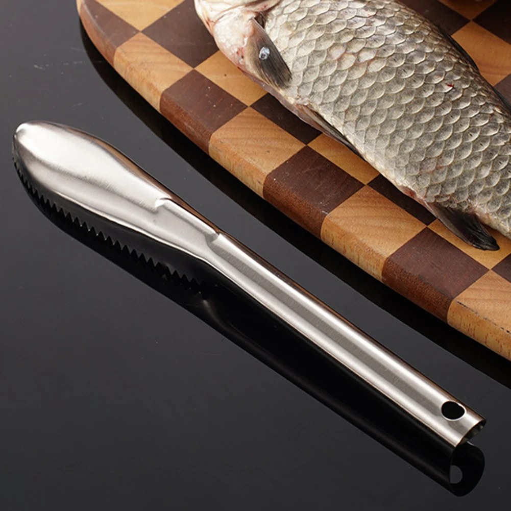 Stainless Steel Fish Scale Remover Tool For Kitchen With Cover Mess-Free Fish Descaler Tool Professional Kitchen Use