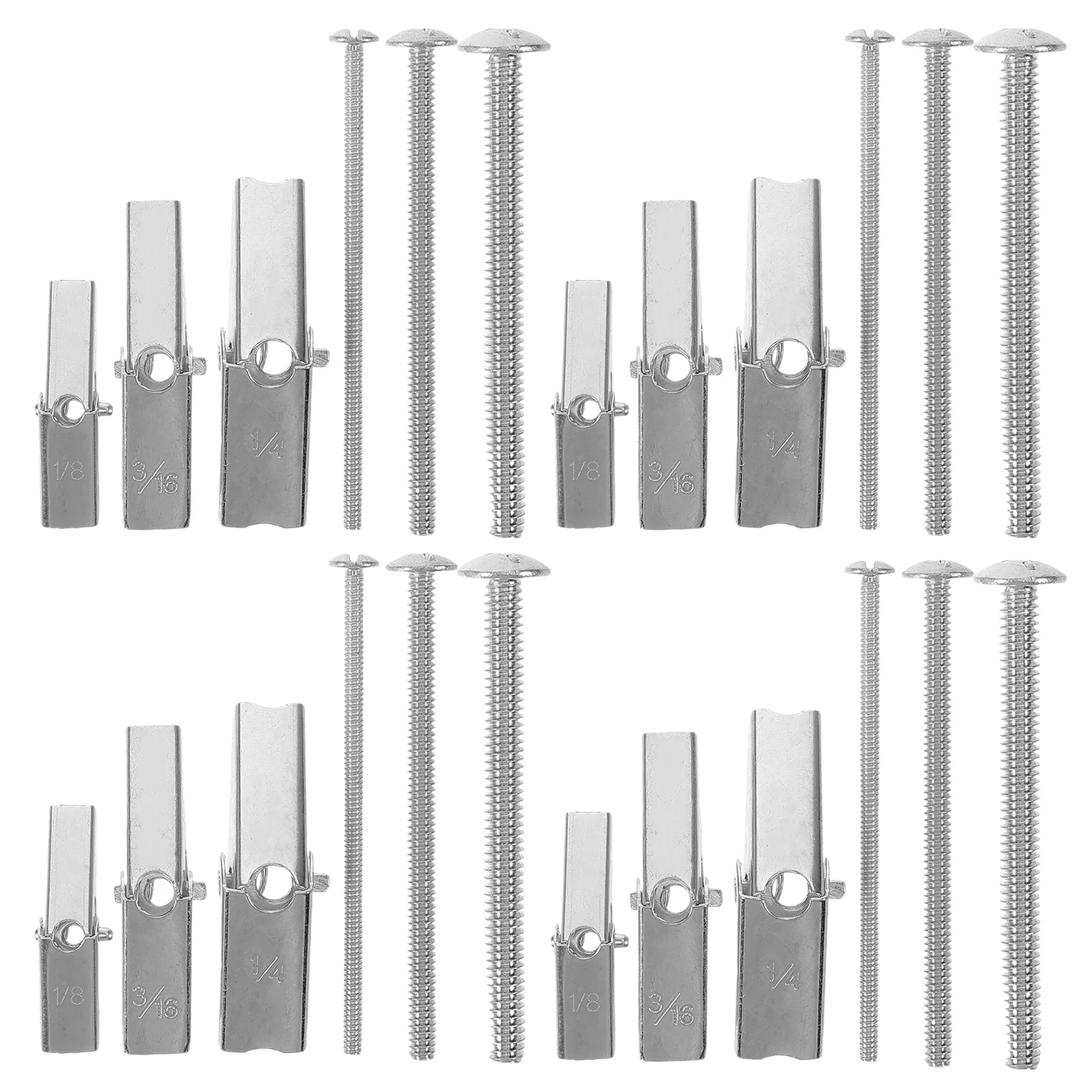 

24pcs Spring Toggle Drywall Anchors Hollow Wall Mounting Hardware Heavy Duty Wing Nut Bolt Set For Shelves Frames Toilet Repair