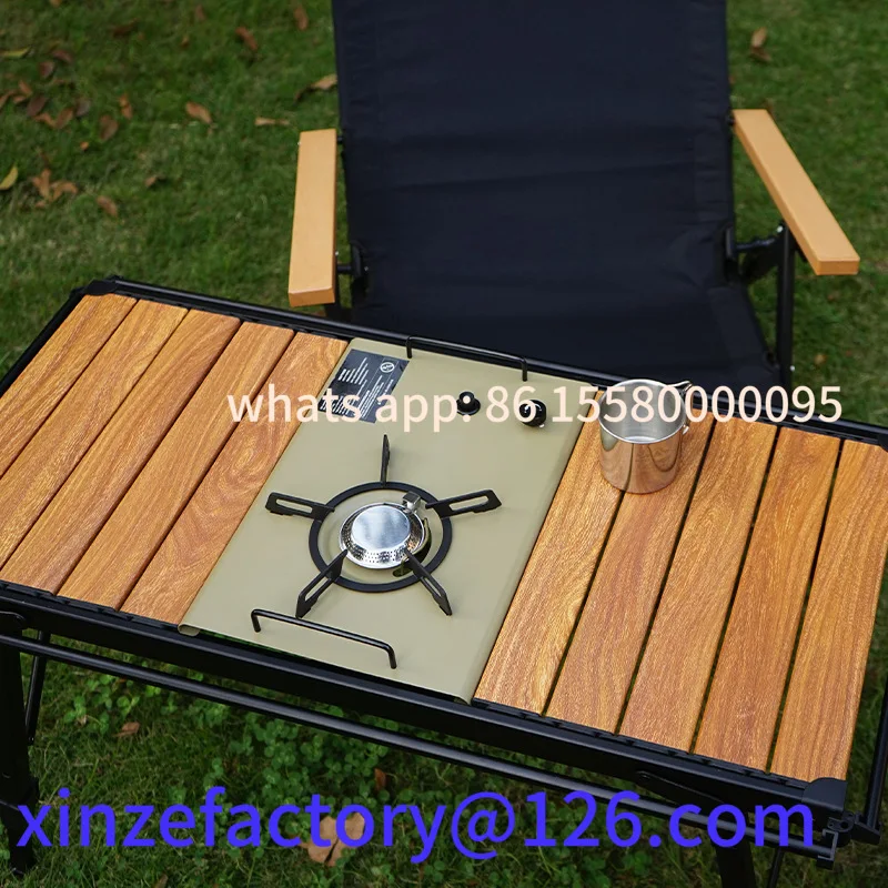 

Customizable Folding Camping IGT Table Wood Portable Lightweight Camp BBQ Grill Table Removable Outdoor Picnic Fishing