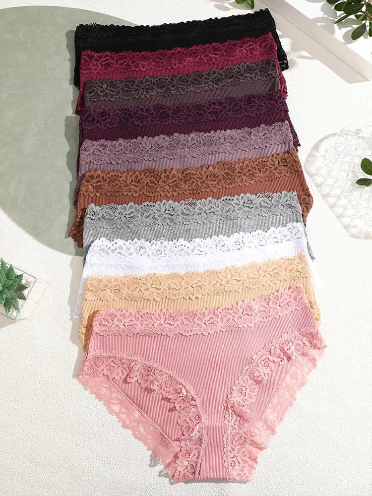 10 шт./компл. женские хлопковые трусики сексуальные кружевные трусы с низкой талией эластичное женское мягкое нижнее белье удобное нижнее белье для девочек S-XL