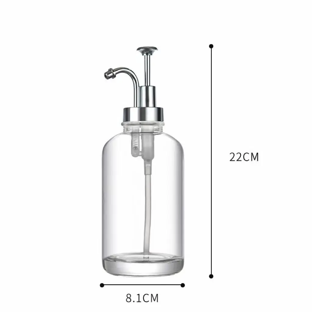 500ml Clear Glass Dispenser Bottle, Coffee Syrup Lotion Soap Dispenser for Home Use view 2
