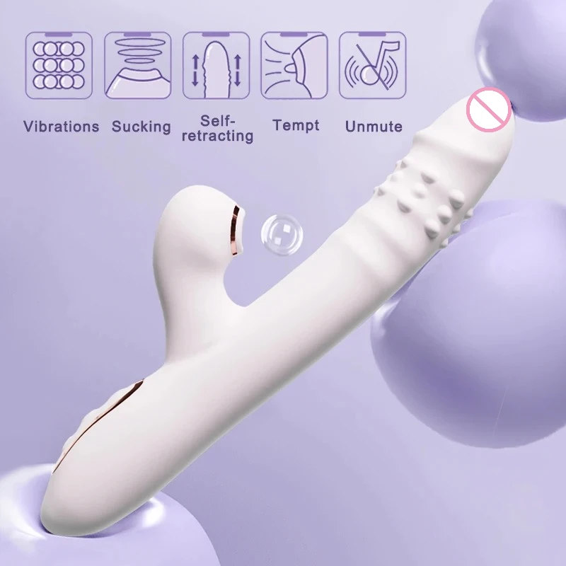 Vibrator Thrusting Dildo with Multiple Vibration/sucking Multifunctional Waterproof Sex Toys Thrusting with Licking Vibrator