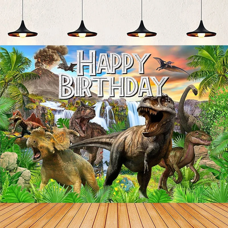 Photography Backdrop For Kids Dinosaur Birthday Party Decor Dinosaur World Banner Dinosaur Theme Background Supplies Poster
