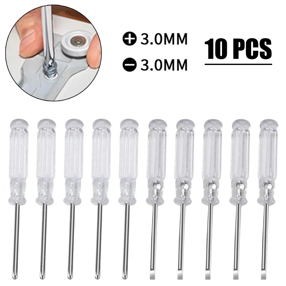 10pcs 3.74Inch Small Mini Screwdriver Set Kit Repair Tool Slotted Cross Screwdrivers Transparent Head Precision Screwdrivers