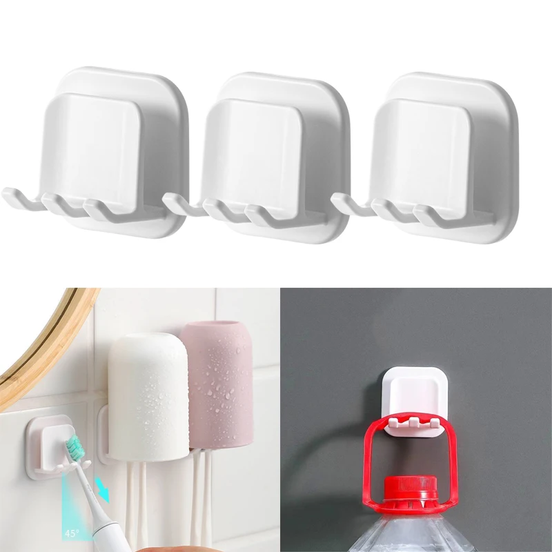 Toothbrush Storage Rack Wall-mounted Toothbrush Holder ABS Material Non-perforated Portable Bathroom Rinse Toothpaste Cup Holder