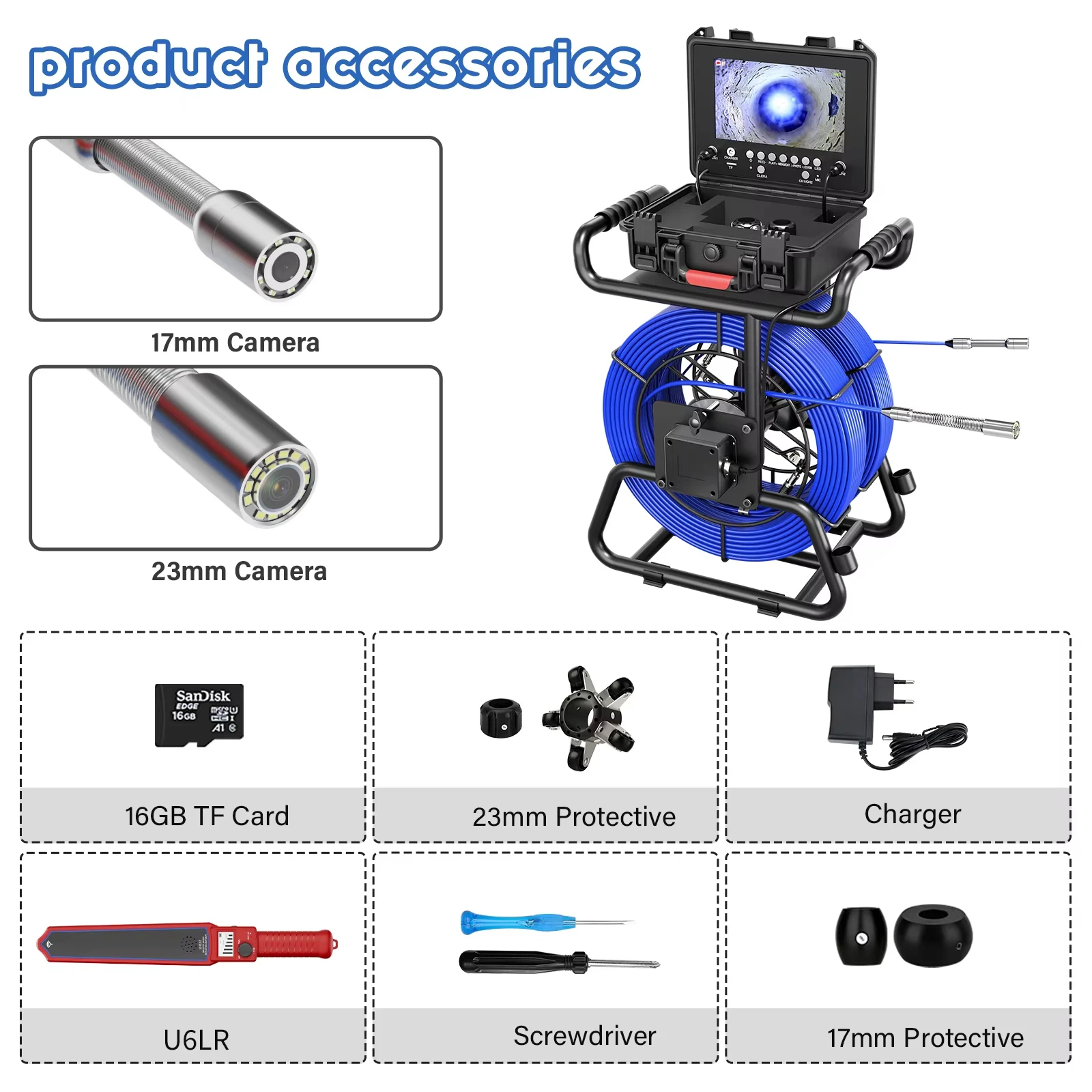 F928DJ-30M All-Terrain Borescope - 128GB TF Support & 1080P Clarity For HVAC/Plumbing